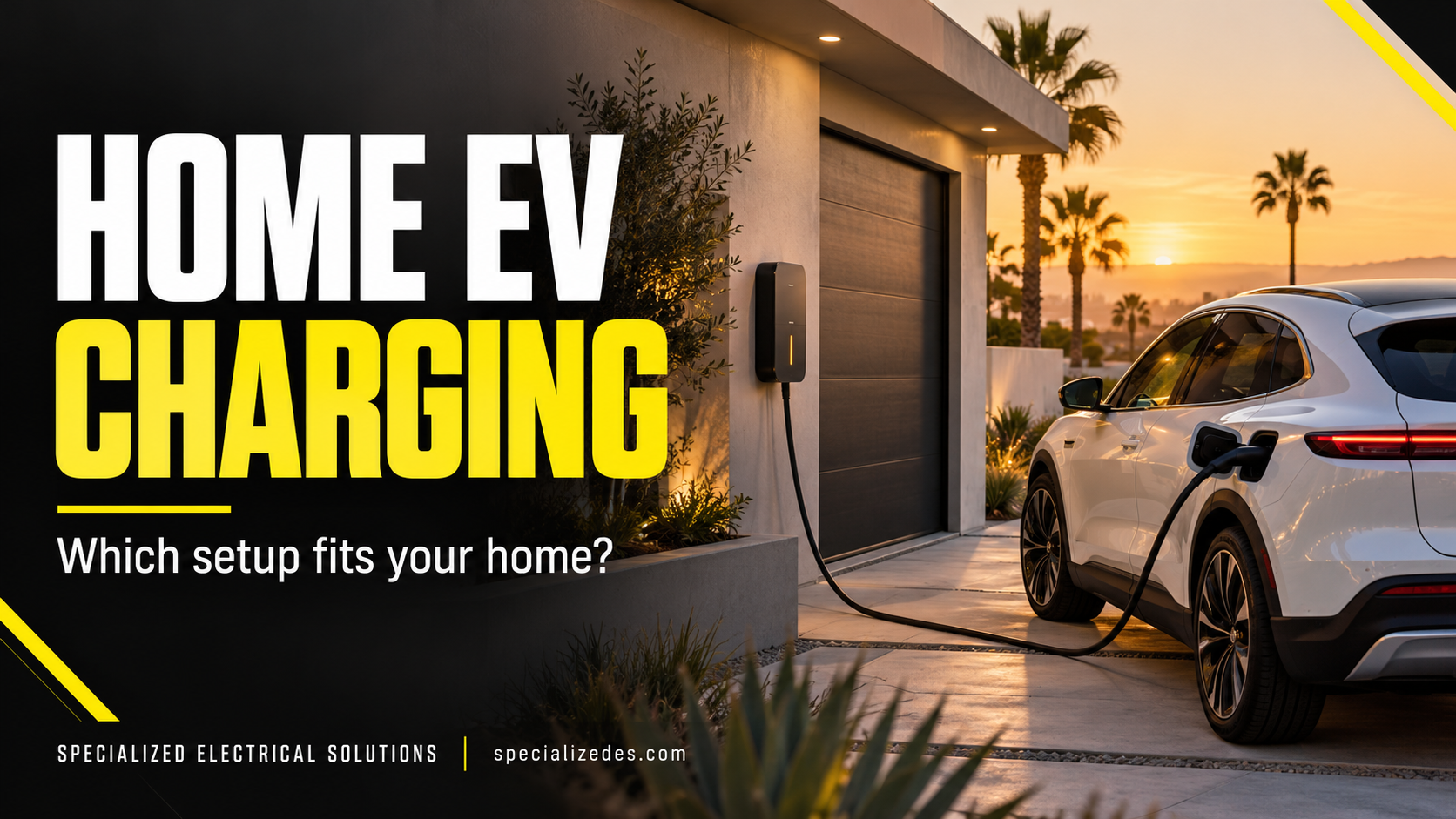 Home EV charging: which setup fits your home? An electric vehicle charging at a Southern California home.