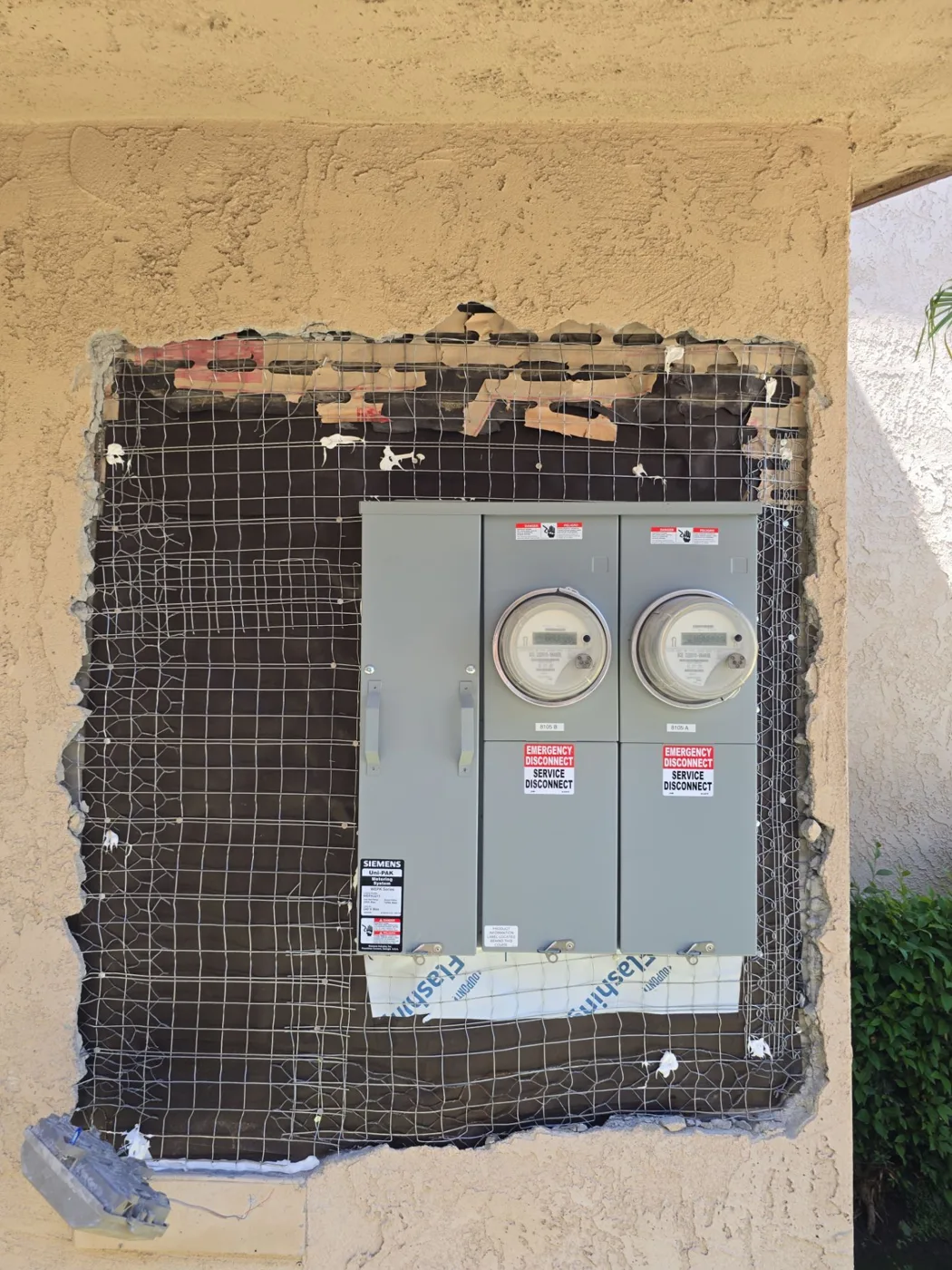 New meter-main combo at the Downey multifamily property, before wall finishing.